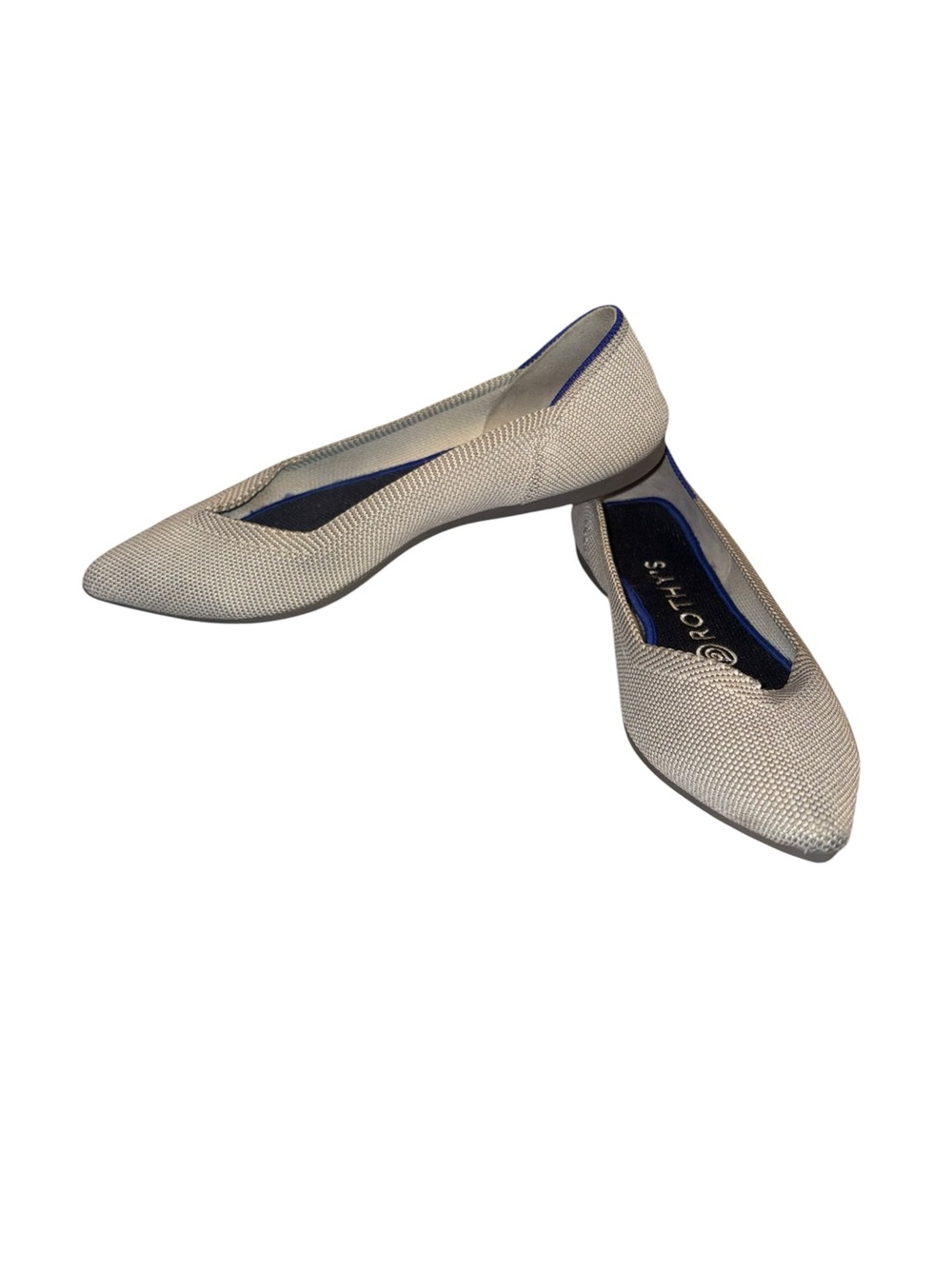 Rothy's Pointed-Toe Knit Flats in Light Gray